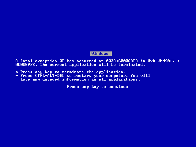 Bluescreen Screensaver Screenshot